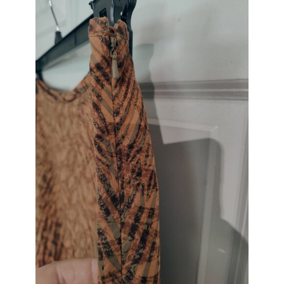 Liz & Co A-Line Orange & Greenish Gray Striped Knee/Midi Skirt 14 (35x27) - Picture 4 of 6